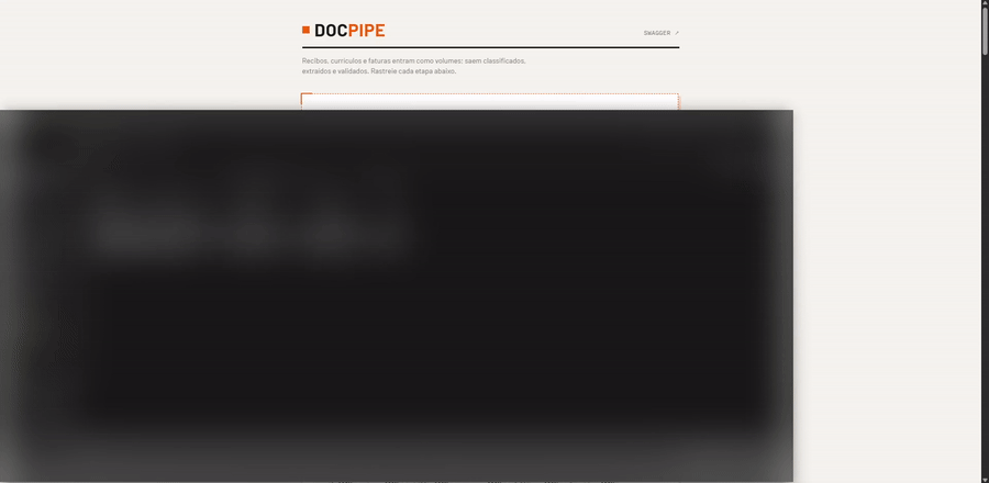 Gravação de tela do docpipe processando documentos