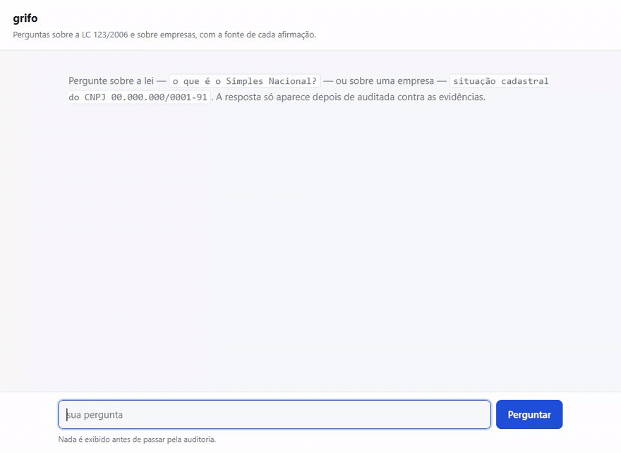 Screen recording of grifo answering with sources, calling a tool and refusing an ungrounded question